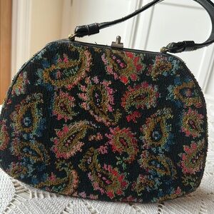 Vintage carpetbag/handbag made by Kadin. Lovely paisley print. Fall colors.